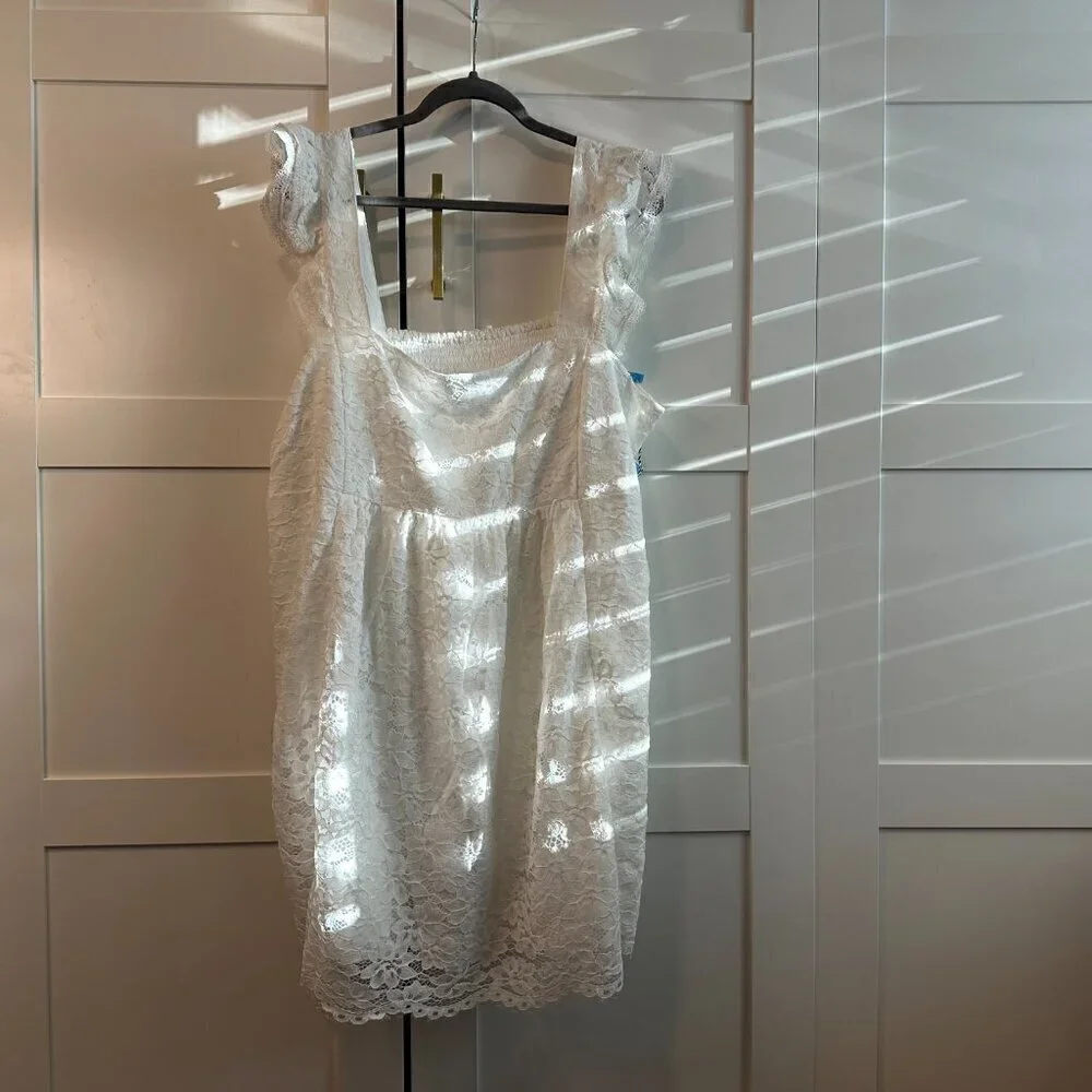 NWT Draper James 'Maddie' Babydoll Dress in Magnolia White Lace- Size XXL - Picture 4 of 7